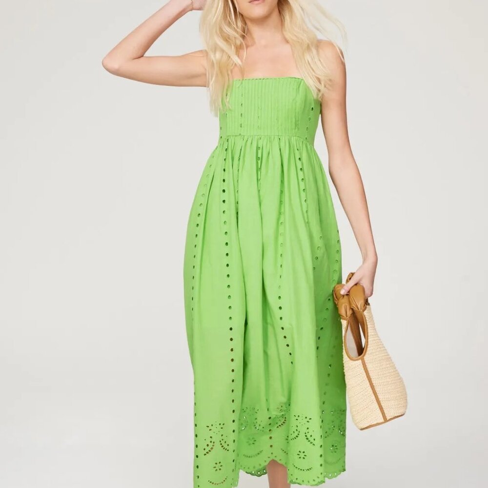 Slate & Willow Green Eyelet Midi Dress